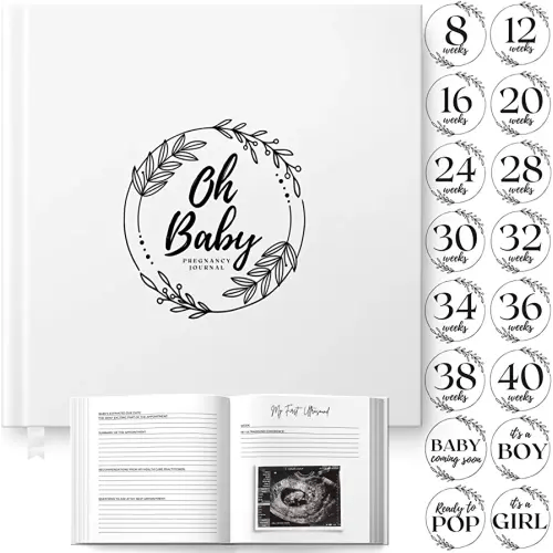 Pregnancy Journal Memory Book - w/BONUS Baby Bump Stickers in the Gender Neutral Baby Book Memory - Baby Journal Is A Pregnancy Must Haves, Best Gifts For Expecting Moms, Baby Shower Gifts, A