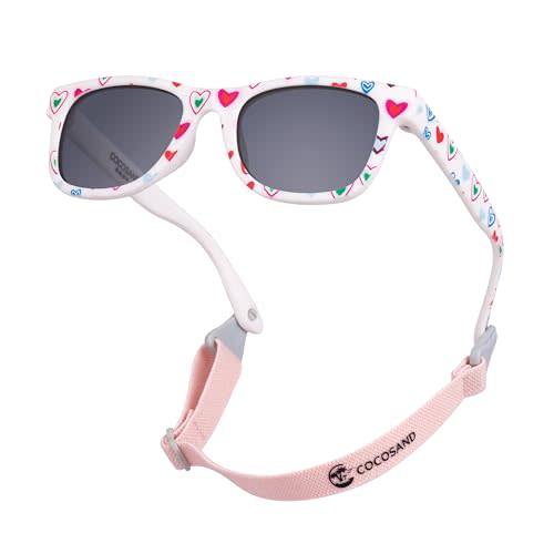 COCOSAND Flexible Baby Sunglasses with Strap Polarized UV Protection for Toddler Infant Newborn Boy Girl Age 0-24 Months