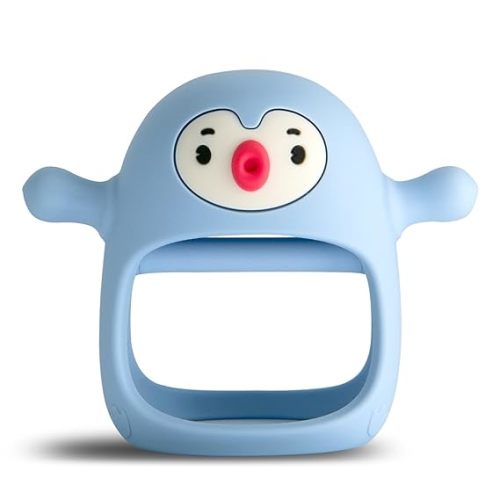 Baby Teething Toys for 0-6Months, Penguin Teethers for Babies 3-6Months | Hand Teether for 0-6M |Teething Mittens for Teething Relief, Baby Pacifier |New Born Essentials, 2Pack