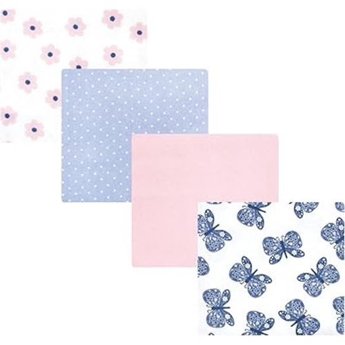 Hudson Baby Unisex Baby Cotton Flannel Receiving Blankets 4-Pack, Beautiful Butterfly, One Size