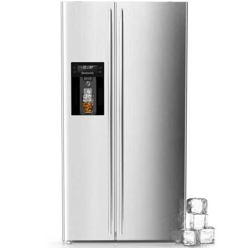 COWSAR 20.01-cu ft Counter-Depth 35.87-in Wide Side-by-Side Refrigerator with Ice Maker Silver )