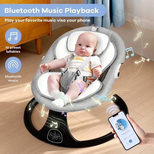 Electric Baby Swing Chair For Baby&Infants,Baby Bouncer,5 Gentle Swing Speeds, 10 Soothing Lullabies, Dual Power Options Remote Control, Perfect For Indoor & Outdoor Use.