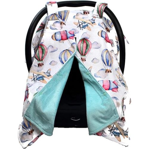 Dear Baby Car Seat Canopy 40”x30” Soft Lightweight Fabric – Hot Air Balloon