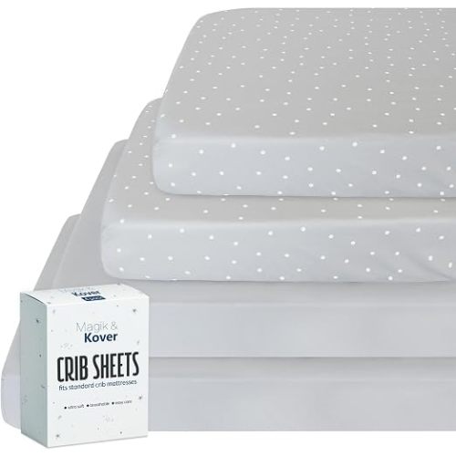 Crib Sheets for Boys 4 Pack, Grey, 52" x 28"