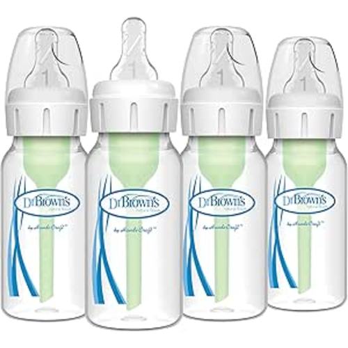 Dr. Brown's Natural Flow Anti-Colic Options+ Narrow Baby Bottle, 4 Ounce/120 ml 4 pack
