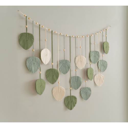 Macrame Leaf Garland, Botanical Tapestry, Leaves Garland, Headboard Macrame, Boho Nursery Decor, Botanical Wall Art, Eclectic Wall Art L09