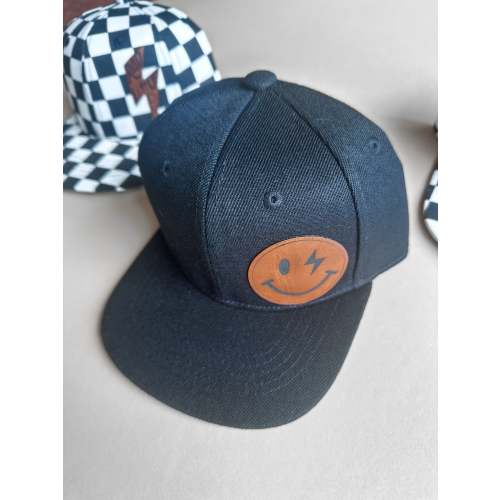 Black Solid Snapback: Smiley