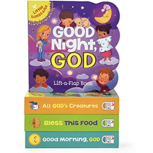 Little Sunbeams Religious Lift-A-Flap 4-Book Set for Babies and Toddlers, Ages 1-5