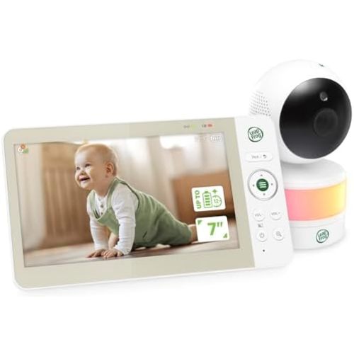 LeapFrog Baby Monitor 7" Color LCD Screen, Secure No WiFi, 360° Pan & Tilt, Night Light, Rechargeable Battery, 1,000ft, Lullabies, Portable Video Monitor Ideal for Mom, Elderly, Pet| LeapView Max