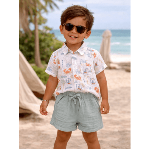 Polo Shirt & Casual Short Set, Club Mediterranean