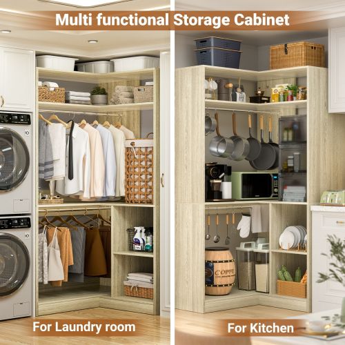 Cimly Freestanding Corner Closet Organizer System, Space-saving Wardrobe for Walk-in Closet/ Bedroom
