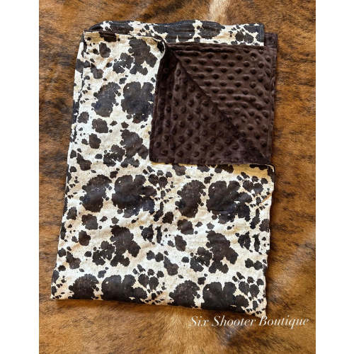Cowprint baby Minky blanket