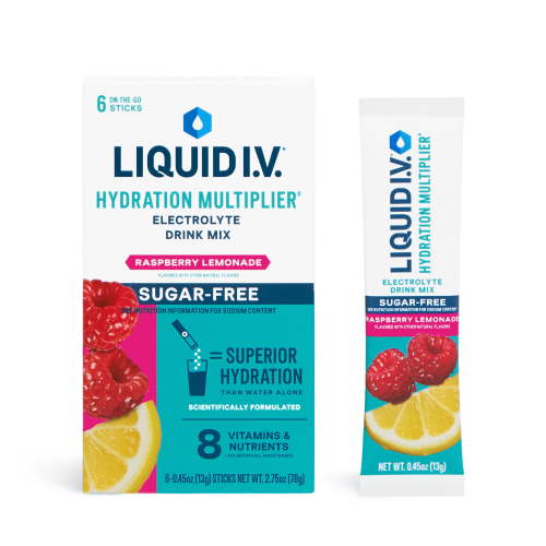 Liquid I.V. Raspberry Lemonade Sugar-Free Hydration Multiplier Powdered Electrolyte Drink Mix, 6 Count Packets