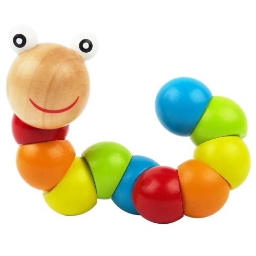 Wooden Catapillar-Montesorri Toy – Tiny Toes and Tiaras