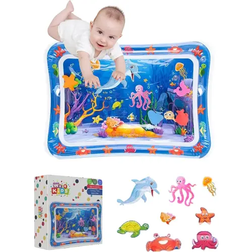 Baby Toys: Tummy time mat with Vibrant Colors for Baby 0 6 9 12 18 Month Old | Inflatable Tummy time Water Play mat Supports Sensory Development, Strengthen Muscles