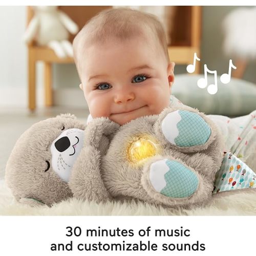 FISHER-PRICE BABY Toy Soothe 'n Snuggle Otter Portable Plush Sound Machine with Music Lights & Breathing Motion for Newborns 0+ Months