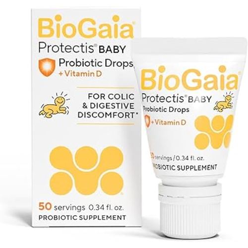 BioGaia Protectis Baby Probiotic Drops | Colic & Gas Relief + Vitamin D | Safe for Newborns | Ease Crying, Fussing, Colic, Gas, Spit-ups & Constipation | No Dairy, Soy & Gluten | 50 Day Supply | 10mL