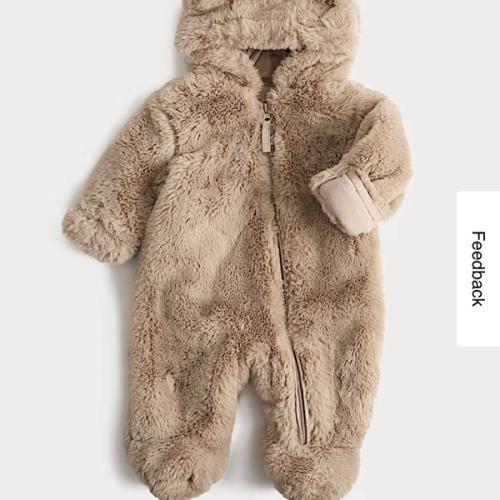 Faux Fur Hooded Pramsuit (0-12 Mths)