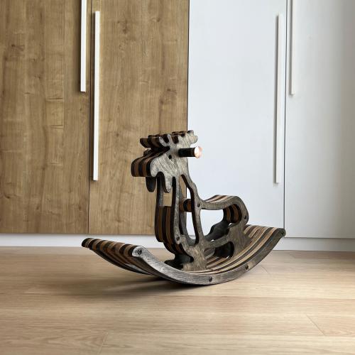 Handmade Wooden Moose Rocker – Montessori Ride-On Toy for Toddlers, Woodland Kids Room Decor