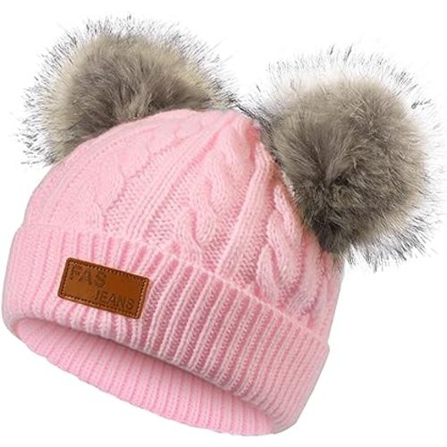 Century Star Toddler Beanie Baby Girls Winter Hat - 6-36 Months Warm Knit Pom Pom Hats for Gils Boys