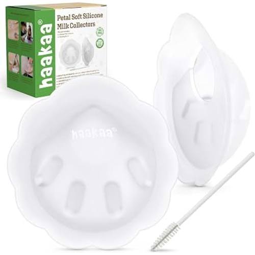 Amazon.com: haakaa Petal Soft Silicone Milk Collector for Breastfeeding - 2PCS | Discreet Leak-Protection Breast Milk Saver, Reusable Breast Shells Milk Collection Cup for Breastfeeding with Cleaning Brush