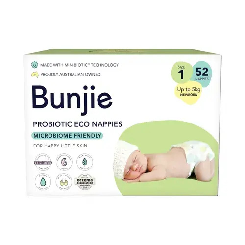 Bunjie Nappies Size 1 Up To 5Kg 52 Pack | Baby Bunting AU