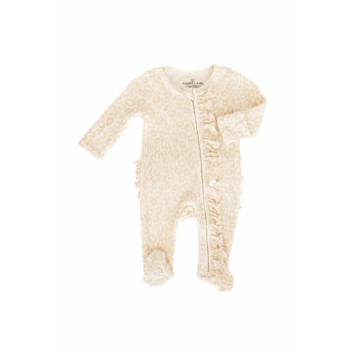 Lovely Leopard Bamboo Waffle Ruffle Zipper Footie