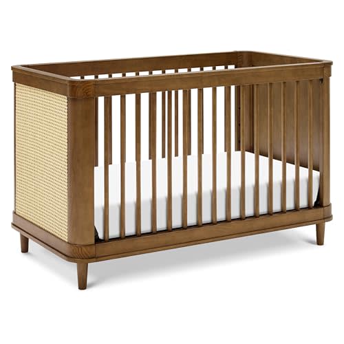 Namesake Marin with Cane 3-in-1 Convertible Crib in Natural Walnut with Blonde Cane, Greenguard Gold Certified
