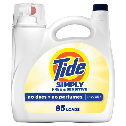 Tide Simply Liquid Laundry Detergent, Free & Sensitive, 85 Loads, 107 fl oz