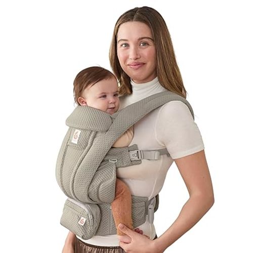 Ergobaby Omni Deluxe Baby Carrier for Newborn to Toddlers 0-48 Months (7-45 lbs) - 4-Position Breathable Mesh Baby Carrier with Ergonomic Support, Storage Pockets, and Sun Hood - Midnight Blue