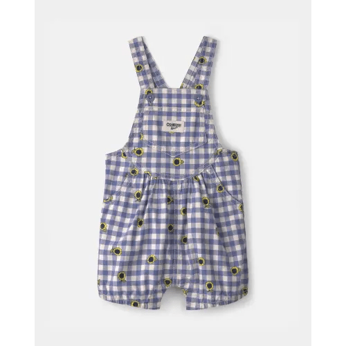 Baby Girl Sunflower Gingham Shortall - Blue - OshKosh B'gosh | Carter's