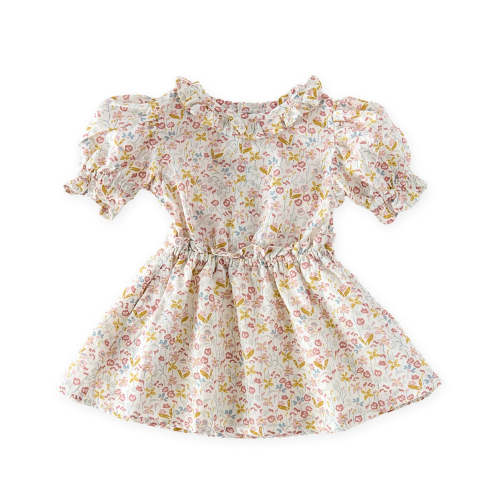 Ruffle Puff Sleeve Dress - Floret