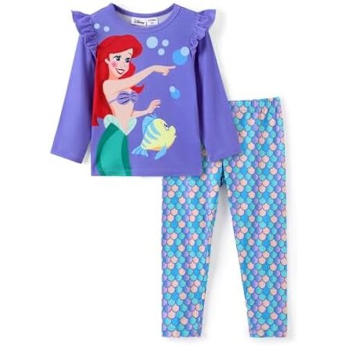 Disney Princess Toddler Girl Outfit Long Sleeve Shirt and Leggings 2PCS Girls Clothing Sets Fall Pullover Dailywear