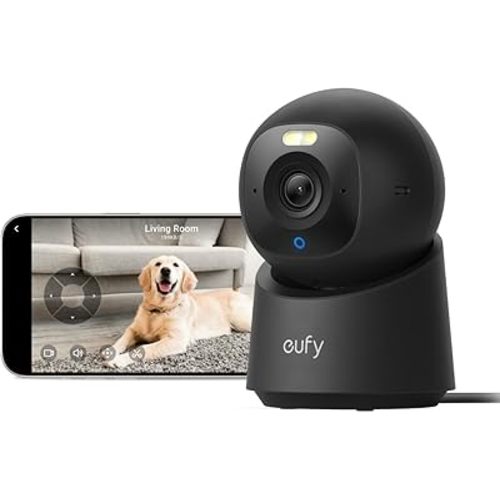 eufy Security 4K Indoor Camera E30,360° Pan Tilt,AI Auto Tracking,Color Night Vision,Pet/Baby/Nanny Monitor with Two-Way Audio,AI Human/Pet Detection,Works with HomeKit, No Monthly Fee, Black