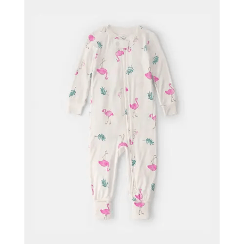 Baby Girl Flamingo PurelySoft Snug Fit 1-Piece Pajama - Ivory | Carter's