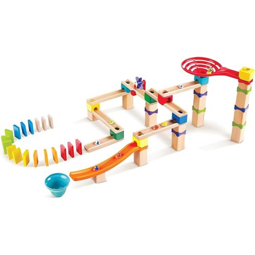 Hape Marble Run Race Track | Wooden DIY Marble Run Set with Dominoes, STEAM Educational Learning Toy, 81 Pieces, for Kids 3 Years+