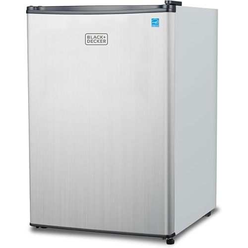 BLACK+DECKER 2.5 Cu. Ft. Compact Refrigerator, R600a Refrigerant, BCRK25V, Silver