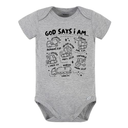 God Says I Am Construction Baby Bodysuit, Kids T-Shirt | 100% cotton, printed in California, shipped from USA, Soft breathable fabric, machine washable