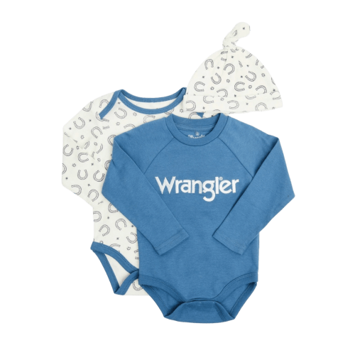 Wrangler Infant Boy's Horseshoe Blue Bodysuit
