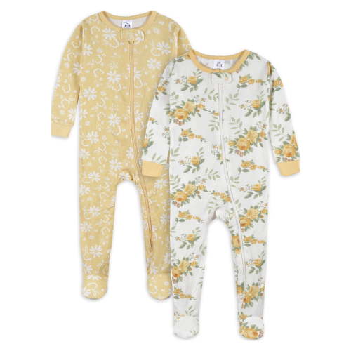 Gerber Baby & Toddler Neutral Snug Fit Footed Cotton Pajamas, 2-Pack, Sizes 0/3 Months - 5T