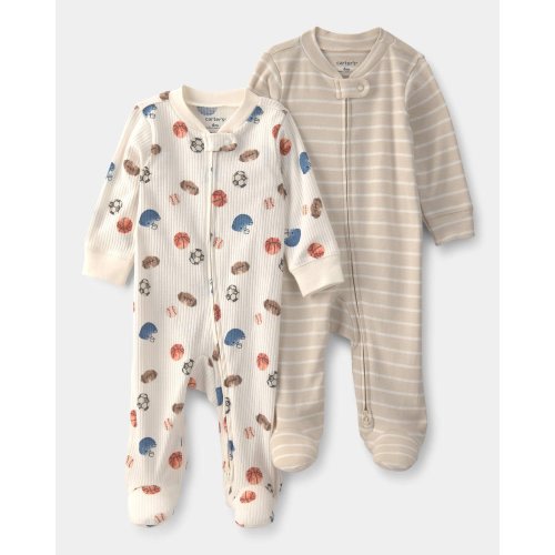 Baby Boy 2-Pack Sports Sleep & Play Pajamas - Ivory/Tan | Carter's