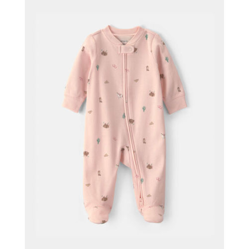 Baby Girl Western 100% Cotton 2-Way Zip Sleep & Play Pajamas - Pink | Carter's