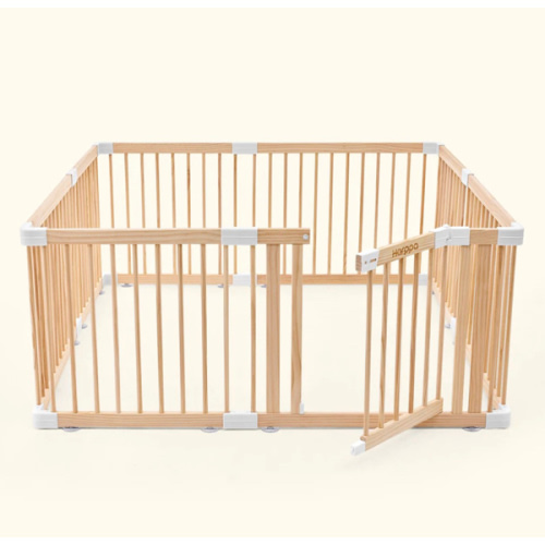 HARPPA Wooden Baby Gate Playpen | Non-Toxic Foldable DIY Adjustable Play Yard for Infants & Toddlers – Natural Finish Baby Fence for Small & Large Spaces