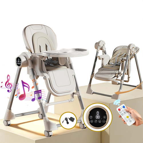 Baby High Chair with Touch Control,Toddler Feeding Chair with Swing Combo,Rocking Chair,6-36 Months,Unisex,WHITE