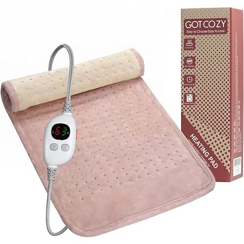 GOTCOZY Coussin chauffant pour soulager les douleurs dorsales et les crampes, coussins chauffants électriques pour le cou et les épaules avec arrêt automatique 2H et 5 réglages de chaleur, cadeaux