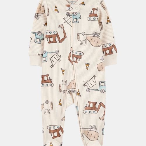 Baby Boy Construction 2-Way Zip Ribbed Sleeper pyjamas | Carter’s Oshkosh Canada