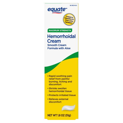 Equate Hemorrhoidal Cream, Maximum Strength Pain Relief, 1.8 oz, Compare to Preparation H Cream Active Ingredients HSA/FSA Eligible