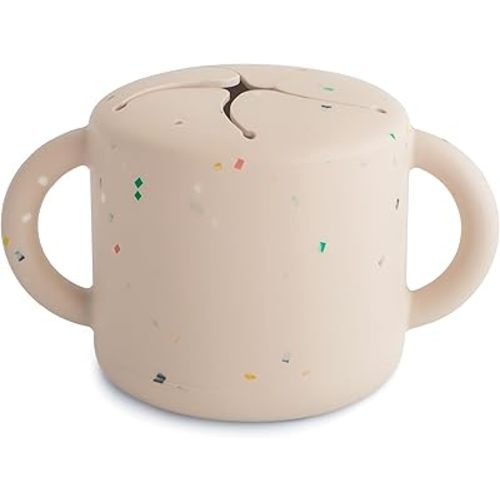 mushie Silicone Snack Cup | Spill Proof Food Container for Toddler and Baby (Vanilla Confetti)