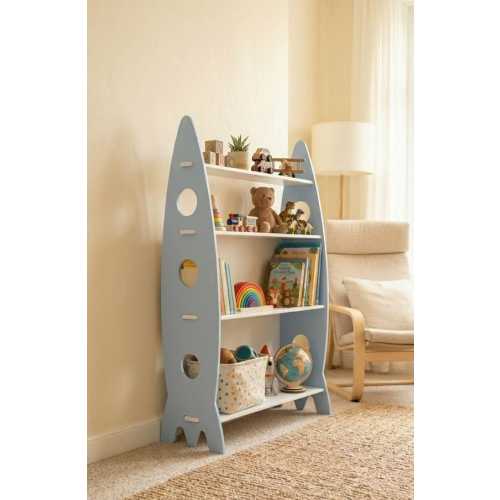 Blue Rocket Montessori Shelf – Wooden Kids Organizer, Toy Storage, Book Stand