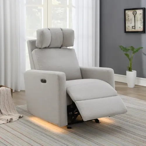 Tallula Fabric Power Glider Recliner with Power Headrest | Costco